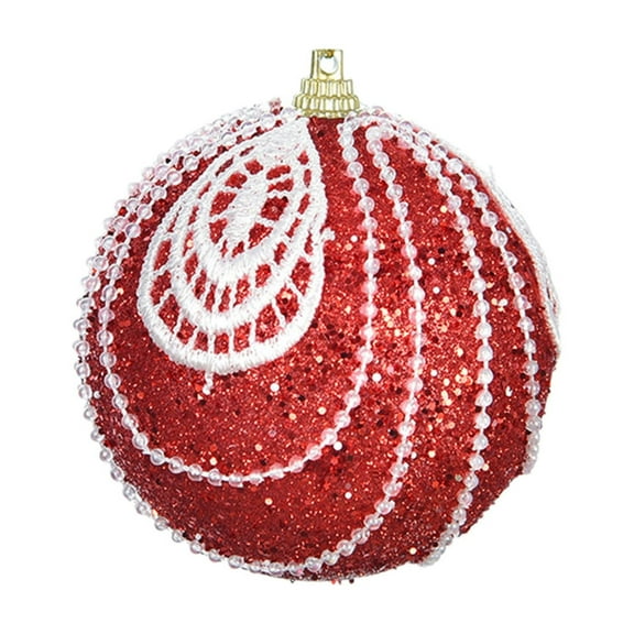 Mecorevxz Lace Christmas Ball,Glitter Powder Xmas Tree Hanging Ornaments,for Xmas Tree Party Wreath Decoration(Red)
