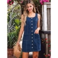 thumbnail image 5 of Dresses for Women Sleeveless Stretchy Jean Summer Casual Western Short Button Down Dress with Patch Pocket Dark Blue S, 5 of 8