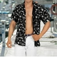 thumbnail image 4 of HAPPY BAY Men's Hawaiian Shirt Tropical Floral Casual Short Sleeve Button Down Beach Shirts for Men Summer S Metal, Leaves, 4 of 6