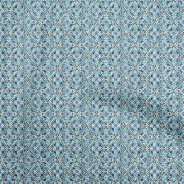 oneOone Georgette Viscose Light Blue Fabric Floral Craft Projects Decor Fabric Printed By The Yard 42 Inch Wide