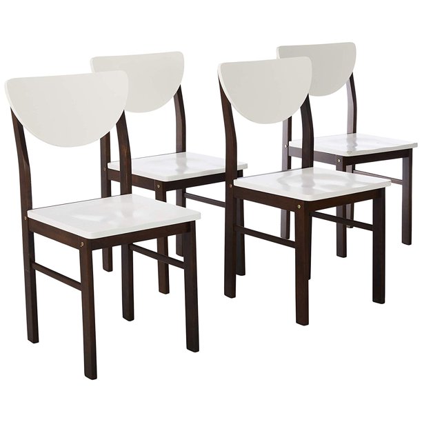Lori Kitchen Retro Dining Chairs, White & Walnut Wood