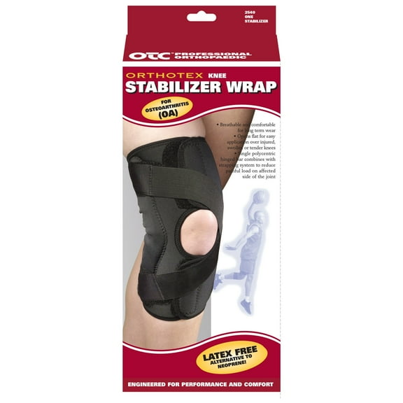 2540 OTC Orthotex Knee Stabilizer Wrap for OA, Black, Right Leg, Large