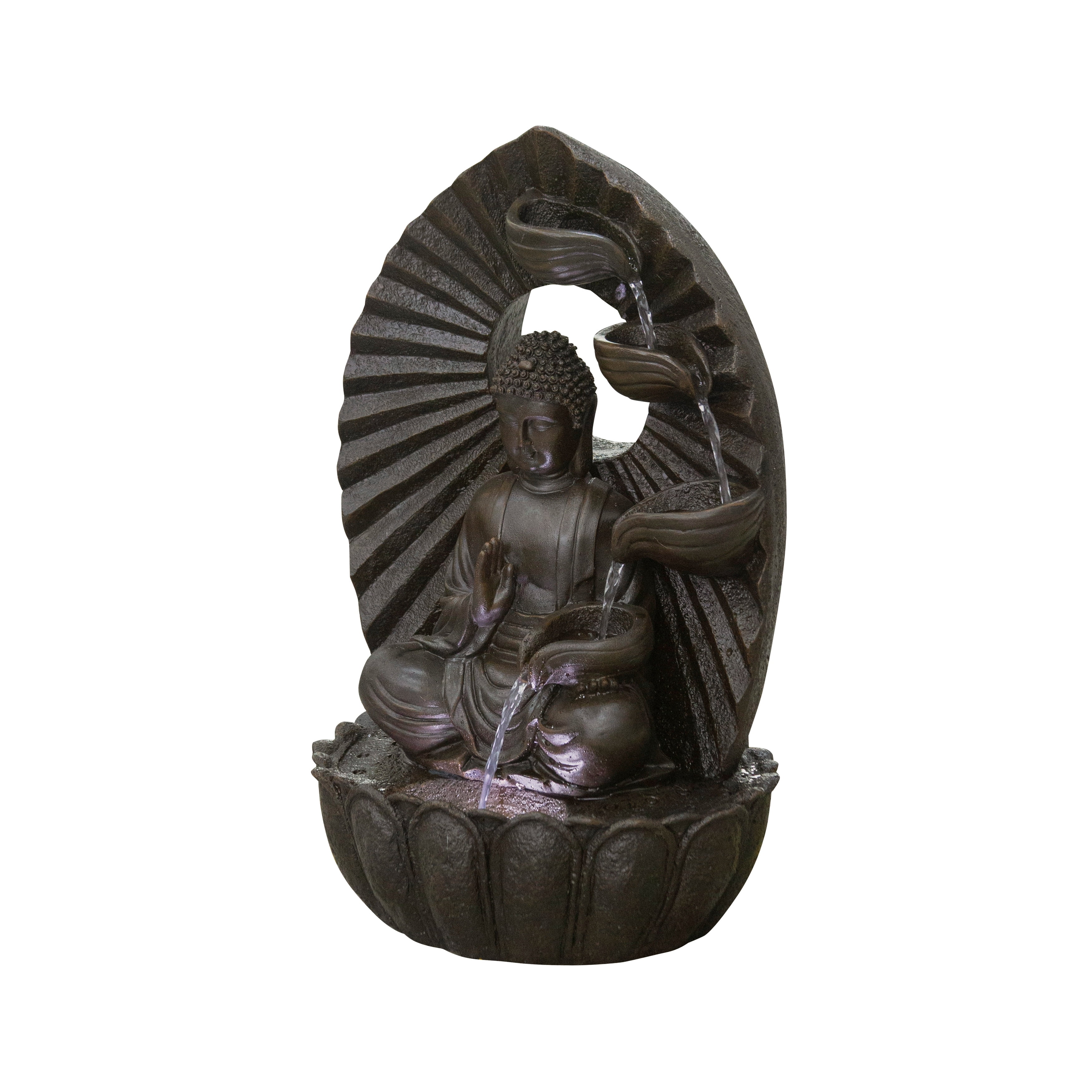 Stacking Bowls Buddha Fountain with White LED