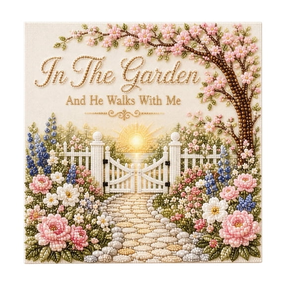 Sacred Hymn Pearl Art Kit, DIY Pearl Diamond Painting Craft Set with Canvas & Accessories for Home Wall Decor, Adult Mosaic Decor Gift (In The Garden)