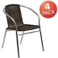 thumbnail image 3 of Flash Furniture 4 Pack Commercial Aluminum and Dark Brown Rattan Indoor-Outdoor Restaurant Stack Chair, 3 of 14
