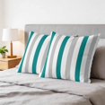 thumbnail image 6 of 16x16 Pillow Covers Set of 2, Teal Grey Striped Square Throw Pillow Covers for Couch/Sofa/Living Room, Geometric Vertical Stripes Minimalist Decorative Soft Pillowcases for Couch Throw Pillows, 6 of 9