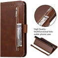 thumbnail image 6 of Wallet Case for iPhone Xs iPhone X, 5 Card Slots Magnetic Closure Zipper Pocket Handbag PU Leather Flip Case with Wrist Strap TPU Kickstand Cover for iPhone Xs/iPhone X - Brown, 6 of 14