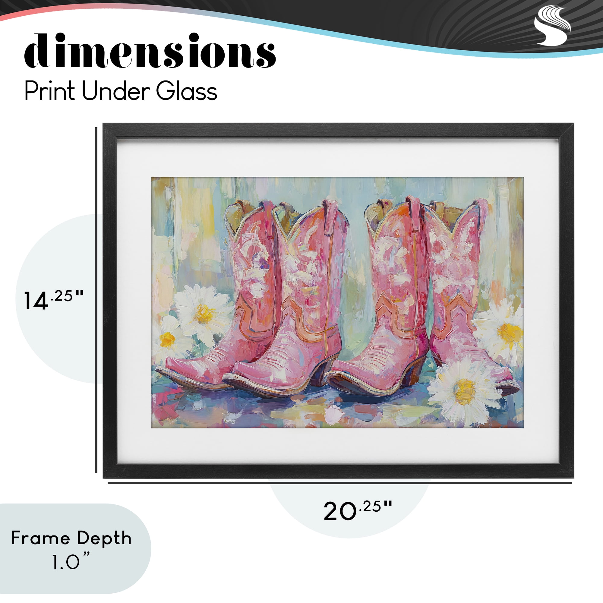 Stupell Industries Pink Cowgirl Boots Pairs Black Framed Print Under Glass, design by Tina LeCour