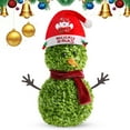 thumbnail image 6 of 21.7'' Christmas Snowman Topiary Artificial Snowman Shaped Topiary Tree Pot With Scarf Christmas Hat Double Balls Boxwood Topiaries For Indoor Outdoor Home Porch Decor(Green-55Cm), 6 of 8