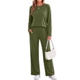 thumbnail image 5 of MOSHU 2 Piece Lounge Sets for Women Side Slit Pajamas Sets Loose Long Sleeve Tops and Wide Leg Pants Casual Outfits, 5 of 12