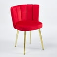 thumbnail image 2 of Lisonu Modern Velvet Dining Chairs, Set of 2, Red Upholstered Accent Chair with Golden Metal Legs, Ergonomic Seating for Dining Room, Living Room & Lounge Area, 2 of 11
