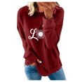 thumbnail image 2 of ICHUANYI Clearance Fashion Woman Round Neck Long Sleeve T-Shirt Printing Loose Sweatshirt Blouse Tops ICHUANYI "ICHUANYI", 2 of 5