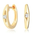 thumbnail image 4 of Gold Plated Oval Cut CZ Dome Huggie Hoop Earrings for Women, 4 of 7