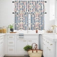 thumbnail image 3 of Blue Striped Kitchen Curtains Valances and Tiers Set of 3 Snowflake Dots Tier Curtains and Valance with Rod Pocket for Small Windows, 27.5"x36", 3 of 9
