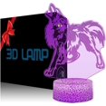 thumbnail image 1 of 3D Wolf Lamp Illusion Night Light LED Wolf Desk Table Lamps 7 Color Change Touch Control, 1 of 5