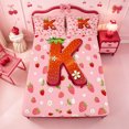 thumbnail image 5 of meiyoeat Cute Strawberry Daisy King Sheets,Kids Personalized Initial Alphabet K Bedding For Girl,4Pcs,1 Flat Sheet,1 Fitted Sheet And 2 Pillowcases, 5 of 6