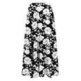 thumbnail image 3 of Summer Womens Midi Skirts Elastic Waisted A-Line Printed Flowy Beach Long Skirts Women Casual Daily Flowy Dresses Black-02 M, 3 of 4
