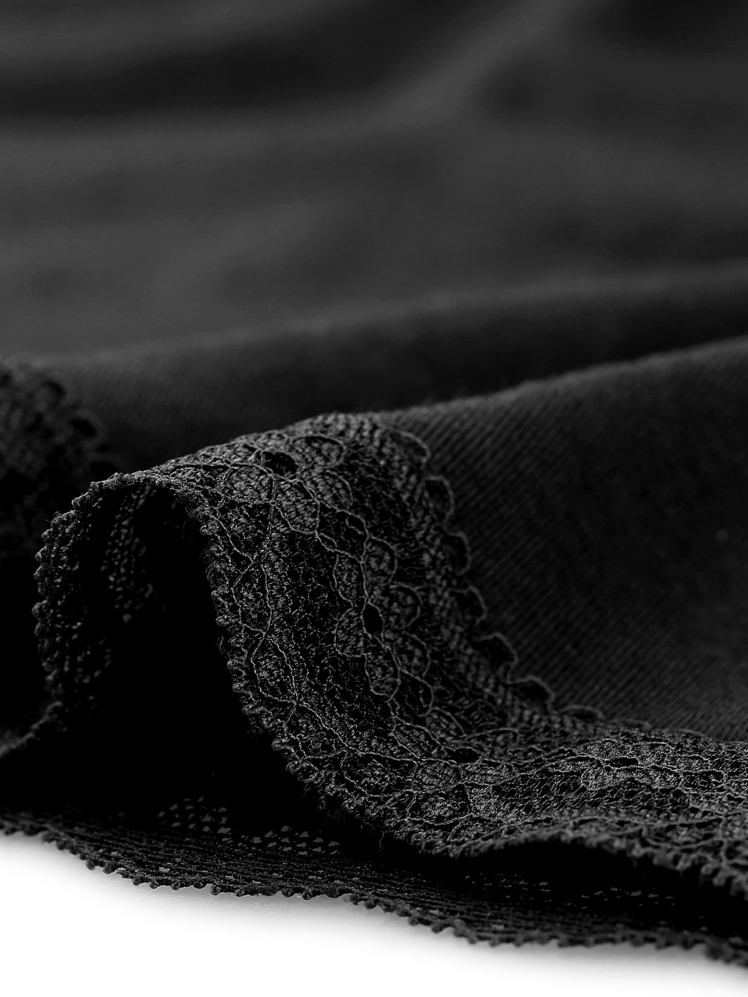 Unique Bargains Women's Plus Size V Neck Lace Trim Hem Loose Nightgown Sleepwear Pajamas 1X Black