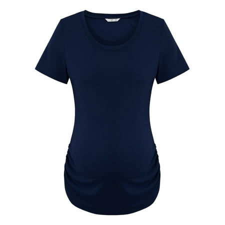 

LAPA Women s Short Sleeve Ruched Maternity Shirts T Shirt Top