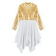 thumbnail image 6 of iiniim Kids Girls Long Sleeves Metallic Chiffon Lyrical Dance Tunic Overlay Dress Size 6-16 A White 14, 6 of 7