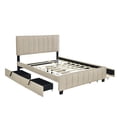 thumbnail image 6 of Harper & Bright Designs Queen Size Upholstered Platform Bed with Twin XL Trundle, Velvet Queen Wooden Bed Frame 2 Drawers for Bedroom, Beige, 6 of 14