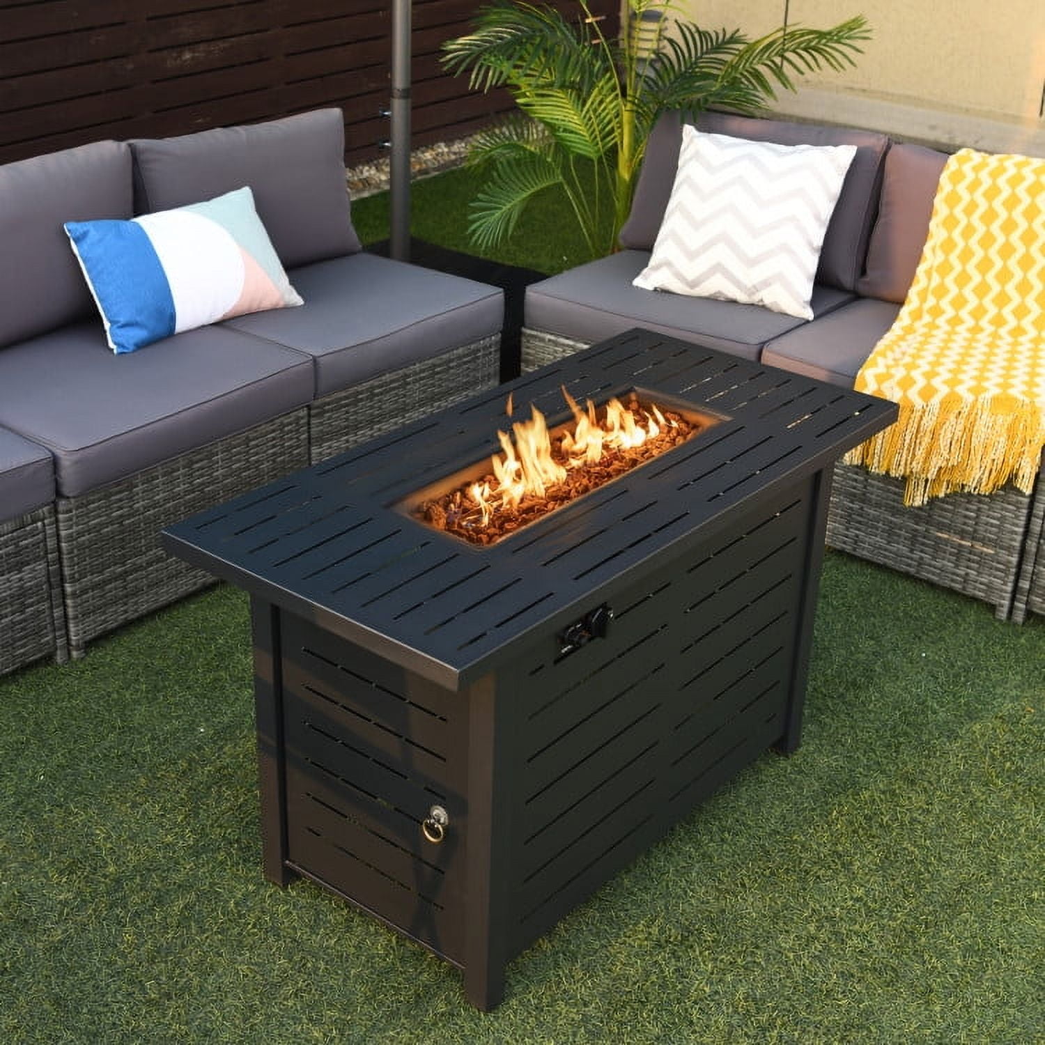 Costway 42'' Terrazzo Fire Pit Table 50,000 BTU, Outdoor
