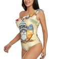thumbnail image 2 of Easygdp Hello Summer Cute Gnome Women's One Shoulder Ruffle Monokini Bathing Suits with Removable Chest Pad, Quick Drying - XX-Large, 2 of 8