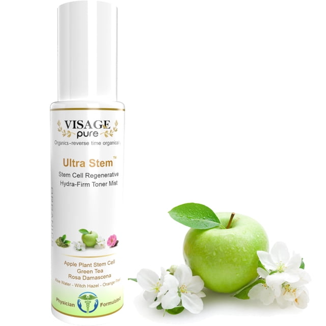 Tónico antienvejecimiento regenerador Visage Pure Ultra Stem - Tónico de células madre de concentración más alta y extrafuerte. Tensa la piel y minimiza los poros - Orgánico - Formulado por médicos -