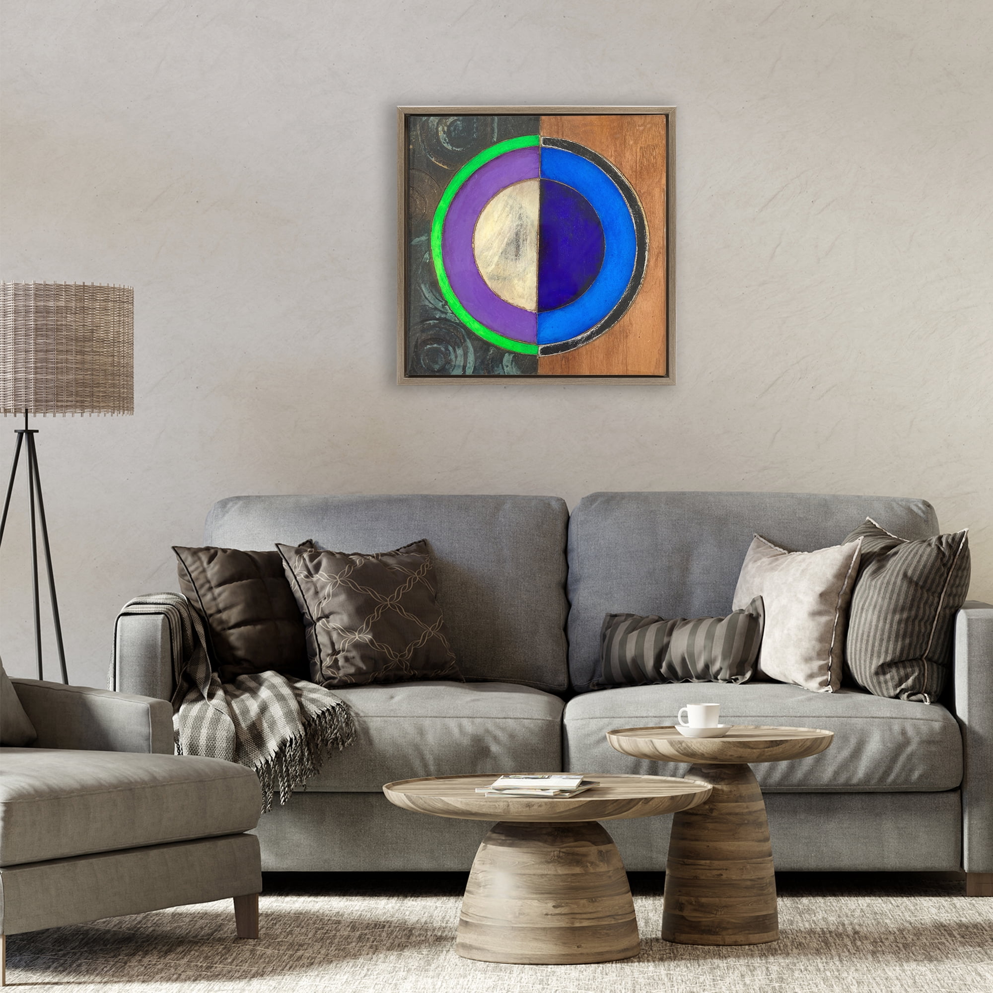 Stupell Industries Rustic Circular Balance Brown Framed Floater Canvas Wall Art, design by Matthew Finger