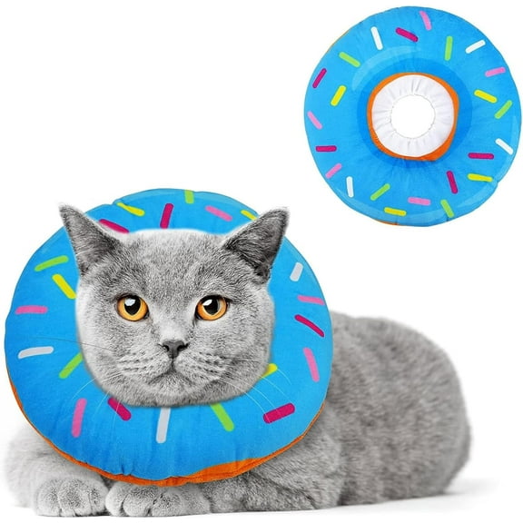 Cat Cone Collar Soft, Adjustable Cat Recovery Collar Cute Donut Kitten Cone to Stop Licking, Surgery Recovery Elizabethan Collars for Kitten Cats Puppy