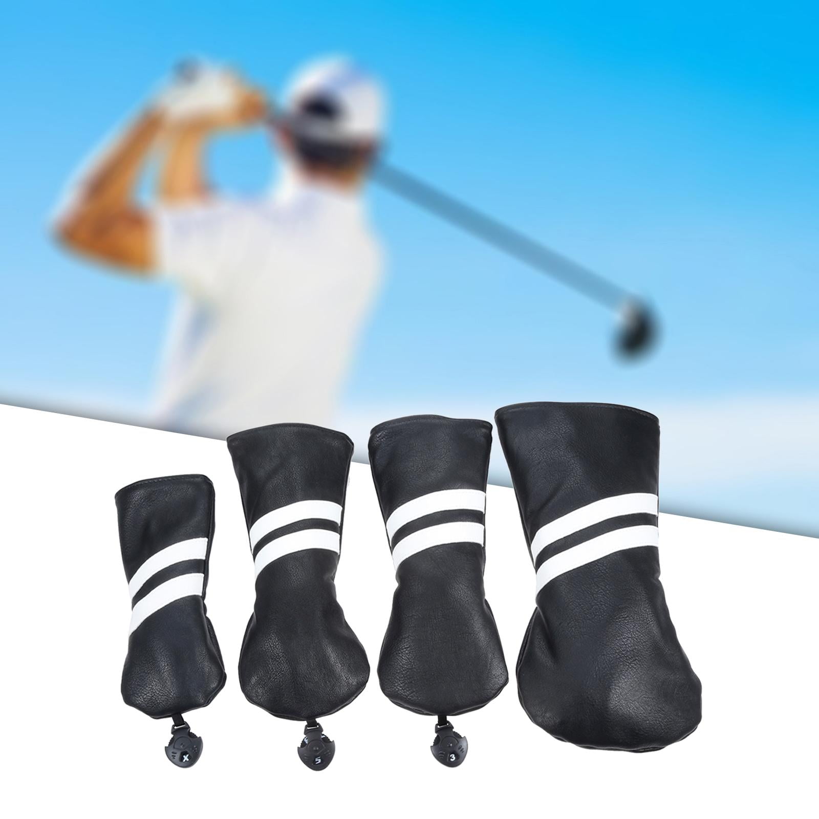 Golf Club Head Cover with No. Tags Hybrid Head Cover Embroidered Patterned for Fairway Woods Headcovers Fit Fairway Woods Golf Accessories Black