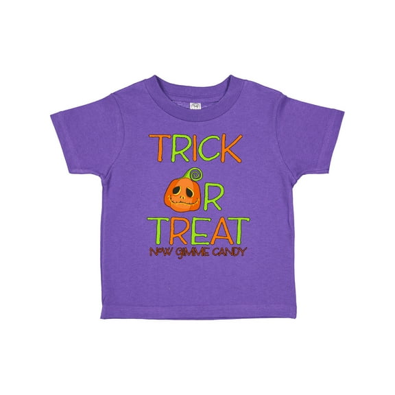 Inktastic Trick or Treat Now Gimme Candy with Halloween Pumpkin Boys or Girls Toddler T-Shirt