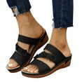 thumbnail image 4 of TKYCMSUAKI Womens Wedge Sandals Leather: Dressy Sandal, Rubber Sole, Comfortable Walking, Casual Slip on Summer Shoes, 4 of 9