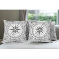 thumbnail image 6 of Ambesonne Compass Throw Pillow Cover 4 Pack, Windrose Line Art Style, 24", Black White, 6 of 7