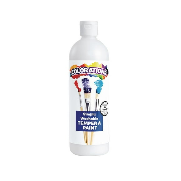 Colorations WSTWH Washable Tempera Paint, 16 fl oz, White, Non Toxic, Vibrant, Bold, Kids Paint, Craft, Hobby, Fun, Art Supplies