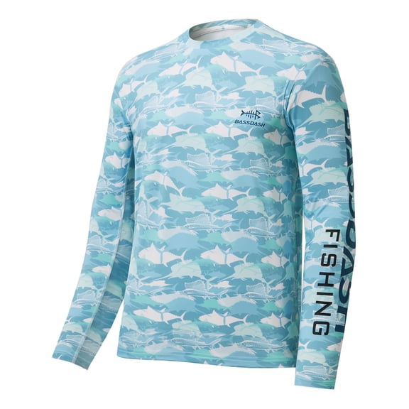 Bassdash Men’s Camo Fishing Shirts UPF 50 Long Sleeve Quick Dry Lightweight T-Shirts for Outdoor Hiking Kayaking FS37M