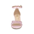 thumbnail image 2 of BLISSFUL STEP Women's Rhinestone Mesh Kitten Heels Sandals Pink (Size 6), 2 of 7
