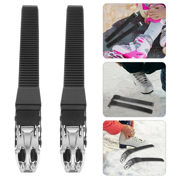 Minkissy 2Sets Adjustable Inline Skate Buckle Straps Easy to Install Black Color