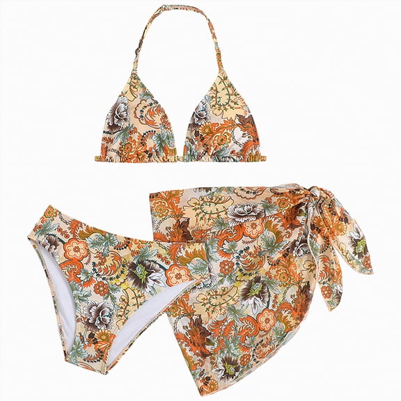 Hessimy Teen Girls Swimsuit Two Pieces Bikini Sets,Teen Style（Orange,15-16 Years)