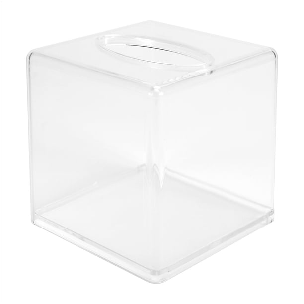 Caja Dispensadora de Pañuelos Faciales de Acrílico Transparente con Tapa, Caja para Mostrador, Secador de Plástico Transparente