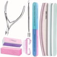 thumbnail image 2 of 10Pcs/lot Nail Art 100/180 Grit Professional Files Buffer Sponge Block Brush Nail Scissors Kit With Cuticle Nipper Pushers, 2 of 10