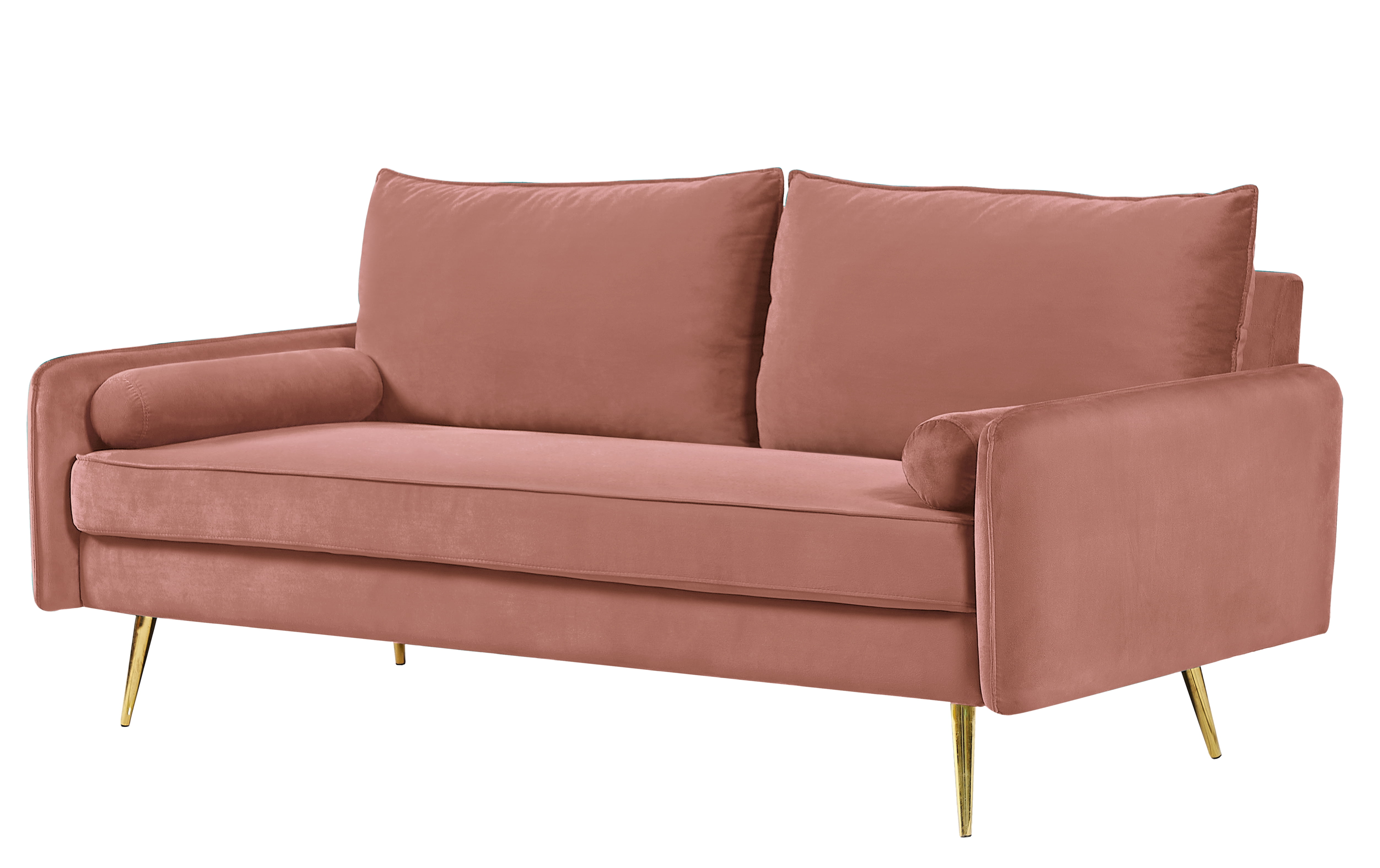 Uspridefurniture Villeda 70''W Polyester Square Arms Sofa, Pink