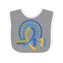 Inktastic 3-21 World Down Syndrome Day Blue and Yellow Rainbow Ribbon Boys or Girls Baby Bib