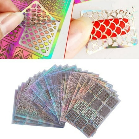 6/12/24 Sheet DIY Nail Art Hollow Template Stickers Reusable Stamping Stencil Mold