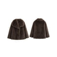 thumbnail image 2 of Women'S Faux Fur Coat Faux Fur Jacket Long Sleeve Lapel Furry Winter Jackets Parka Short Coat Dark Brown XS, 2 of 5