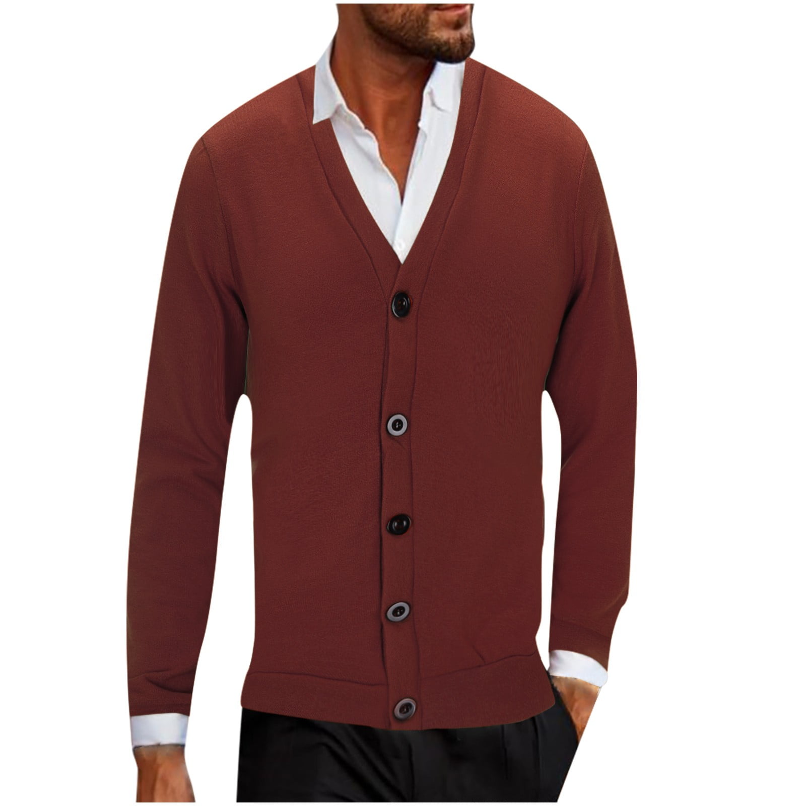 burgundy cardigan mens