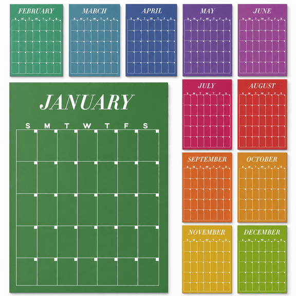 Undated Wall Calendars, 12 Pack 12"x16" Large Erasable Blank Planner