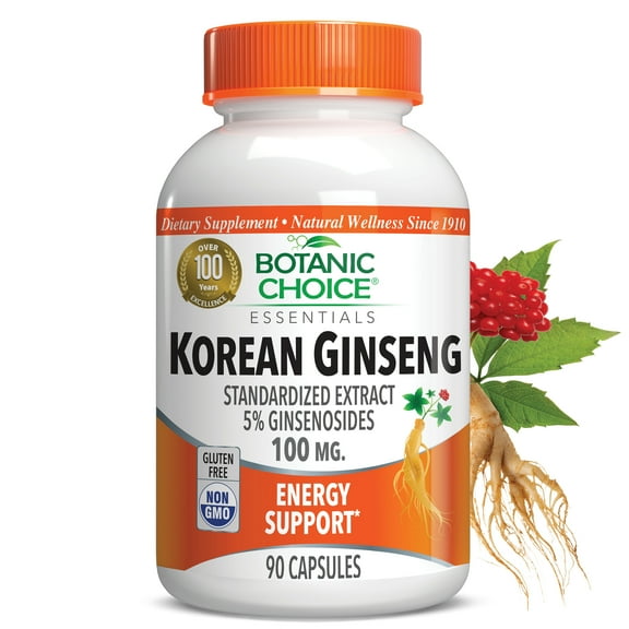 Botanic Choice Korean (Asian) Ginseng 100 mg. Energy Herbal Supplement, 90 capsules