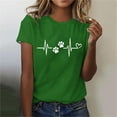 thumbnail image 2 of Patlollav Women Tshirts Under $10, Women Summer Short Sleeve Tops Dog Paw Ekg Print Regular Casual Round Neck T Shirt, 2 of 6