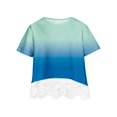 thumbnail image 2 of SDNall Shirts for Girls Crewneck Layered Floral Print Short Sleeve Cute Blouse Lace Tee Top Toddler Girls Activewear Tops Age:3-4 Years, 2 of 9